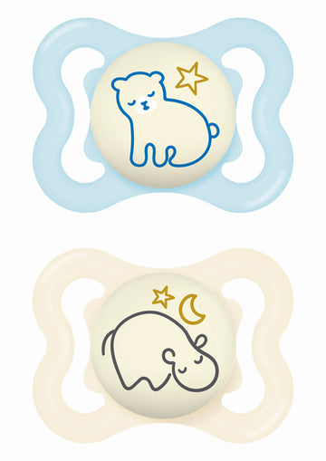 MAM Supreme Night Πιπίλες 2-6m - Ορθοδοντικές πιπίλες με φωσφορίζον σχέδιο για βρέφη